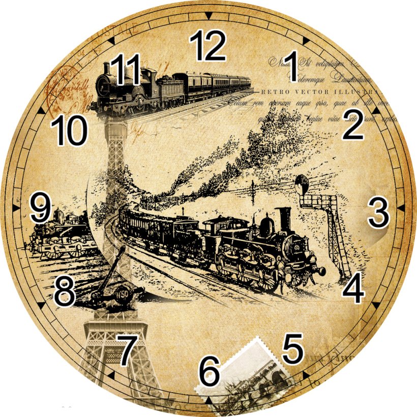 Train Clock Wall Rail Transport, PNG, 1024x1024px, Train, Black And White, Clock, Color, Digital Clock Download Free