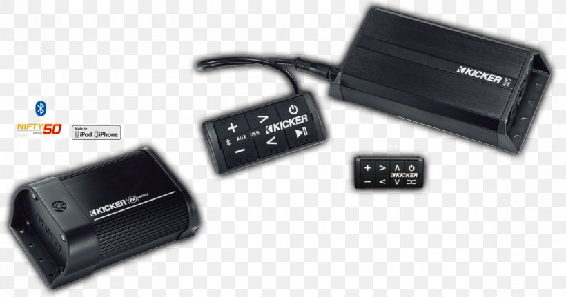 Kicker 200 Watt 2-channel Bluetooth Weatherproof Compact Amplifier Audio Power Amplifier Loudspeaker, PNG, 1175x618px, Audio Power Amplifier, Alpine Electronics, Amplifier, Audio, Audio Signal Download Free