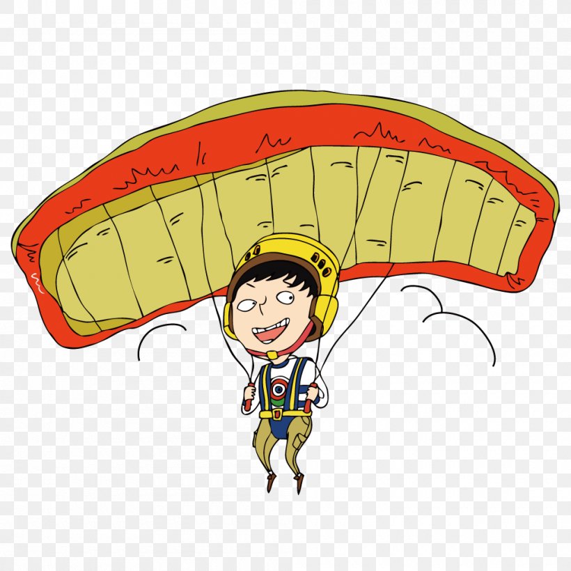 Parachute Parachuting Cartoon Illustration, PNG, 1000x1000px, Parachute, Animation, Balloon, Cartoon, Comics Download Free