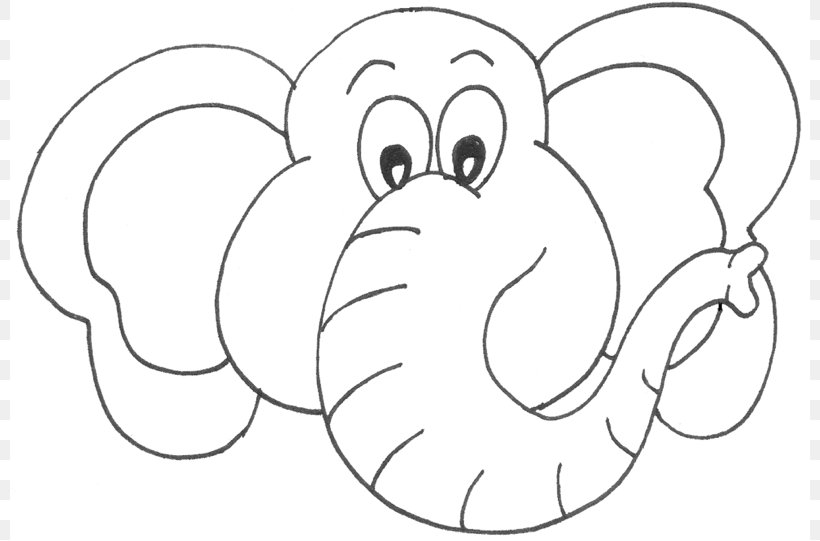 Elephant Coloring Book Face Drawing Clip Art, PNG, 800x541px, Watercolor, Cartoon, Flower, Frame, Heart Download Free