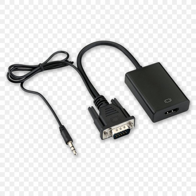 Laptop HDMI VGA Connector 1080p Adapter, PNG, 1000x1000px, Laptop, Ac Adapter, Adapter, Analog Signal, Audio Signal Download Free