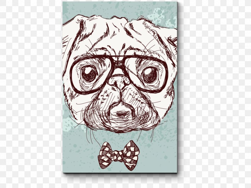 Pug Puppy Hipster Drawing, PNG, 1400x1050px, Pug, Carnivoran, Cartoon, Dog, Dog Breed Download Free