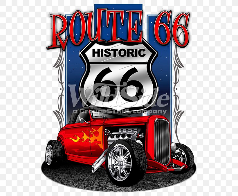 U.S. Route 66 T-shirt Car Hot Rod Rat Rod, PNG, 675x675px, Us Route 66, Automotive Design, Brand, Car, Classic Car Download Free