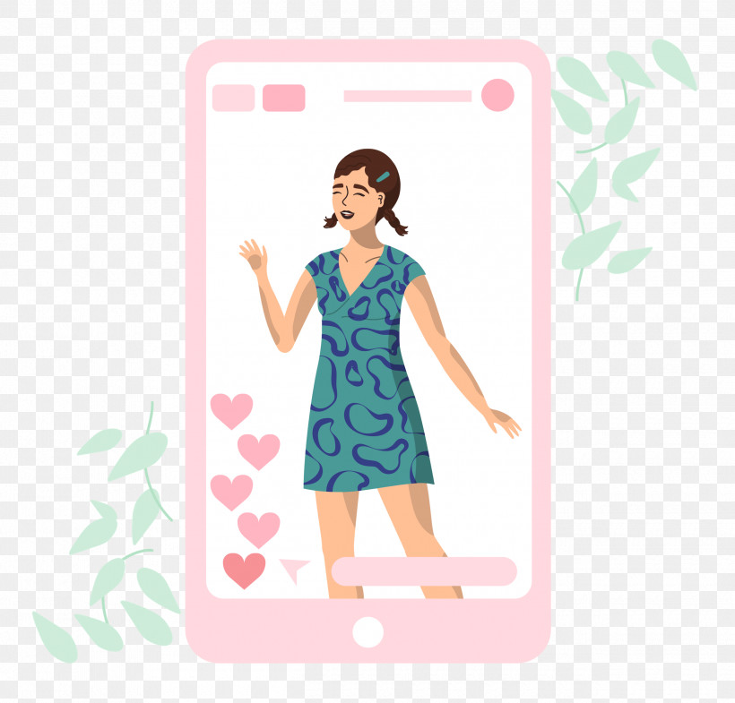 Woman Mobile Social Media, PNG, 2500x2395px, Woman, Cartoon, Dress, Hm, Meter Download Free