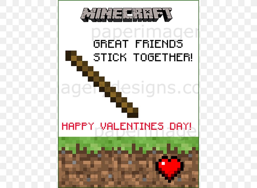 Minecraft: Paper Cut-Outs Valentine's Day Video Games Playing Card, PNG, 600x600px, Minecraft, Area, Brand, Greeting Note Cards, Heart Download Free