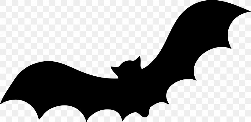 Bat Silhouette Clip Art, PNG, 2364x1150px, Bat, Art, Beak, Black, Black And White Download Free