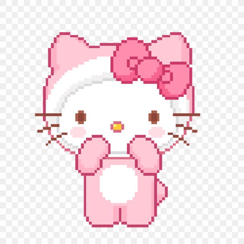 Hello Kitty GIF Pixel Sanrio Image, PNG, 1024x1024px, Watercolor, Cartoon, Flower, Frame, Heart Download Free