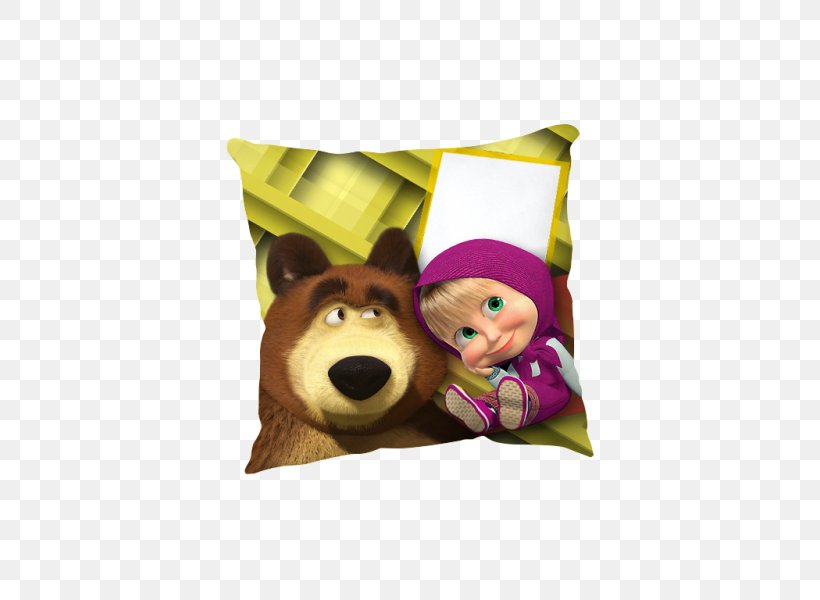 Masha Throw Pillows Bear Cushion, PNG, 600x600px, Watercolor, Cartoon, Flower, Frame, Heart Download Free