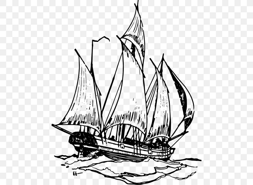 Sailing Ship Boat Clip Art, PNG, 486x600px, Ship, Baltimore Clipper, Barque, Black And White, Boat Download Free