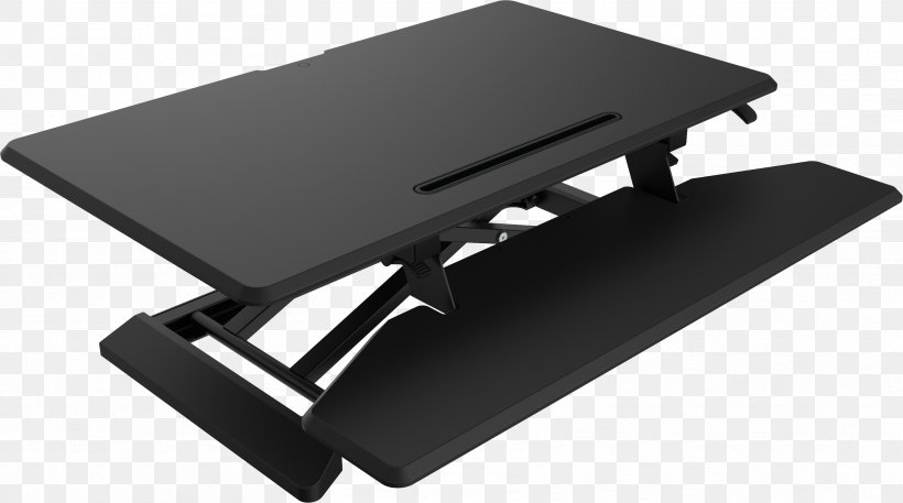 Sit-stand Desk Office Laptop Sitting, PNG, 3329x1859px, Desk, Black, Cable Management, Computer, Computer Accessory Download Free