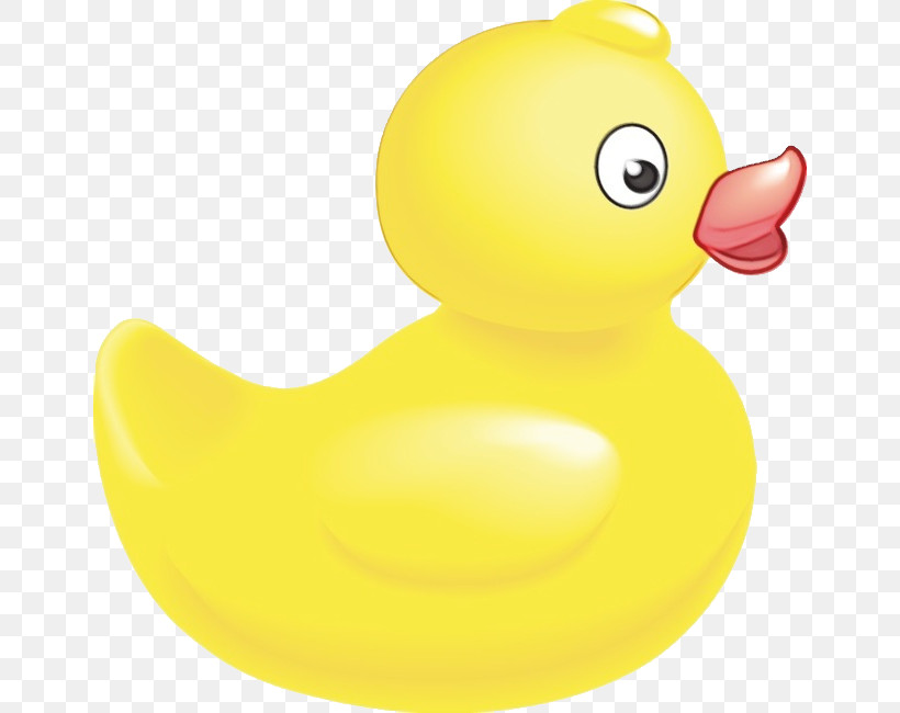 Duck Rubber Ducky Bath Toy Yellow Bird, PNG, 650x650px, Watercolor, Bath Toy, Beak, Bird, Duck Download Free