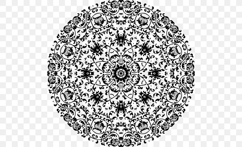 Ornament Circle Clip Art, PNG, 500x500px, Ornament, Area, Black, Black And White, Doily Download Free