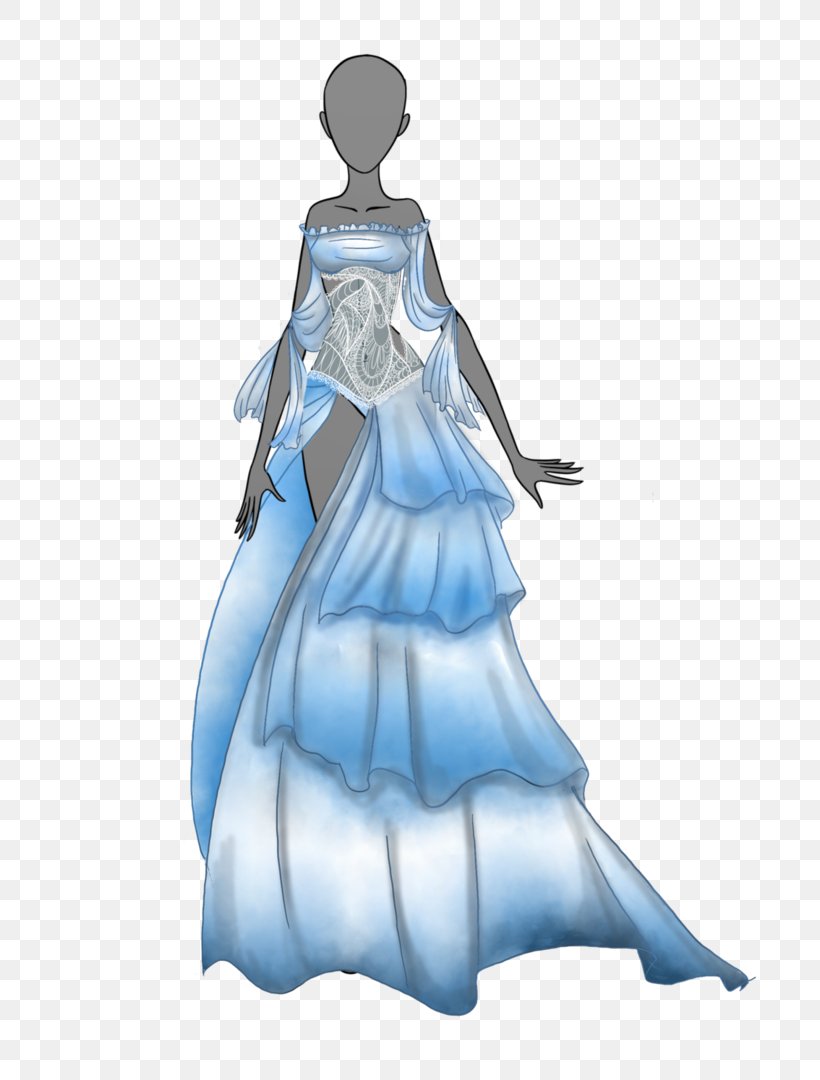 Blue Quinceanera Dress Fashion Illustration - Mis Quince
