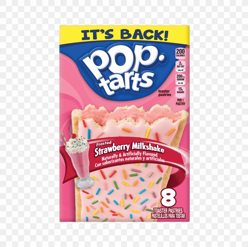 Kellogg's Pop-Tarts Ice Cream Shoppe Frosted Strawberry Milkshake Toaster Pastries Toaster Pastry Frosting & Icing, PNG, 1600x1600px, Milkshake, Breakfast Cereal, Candy, Confectionery, Cream Download Free