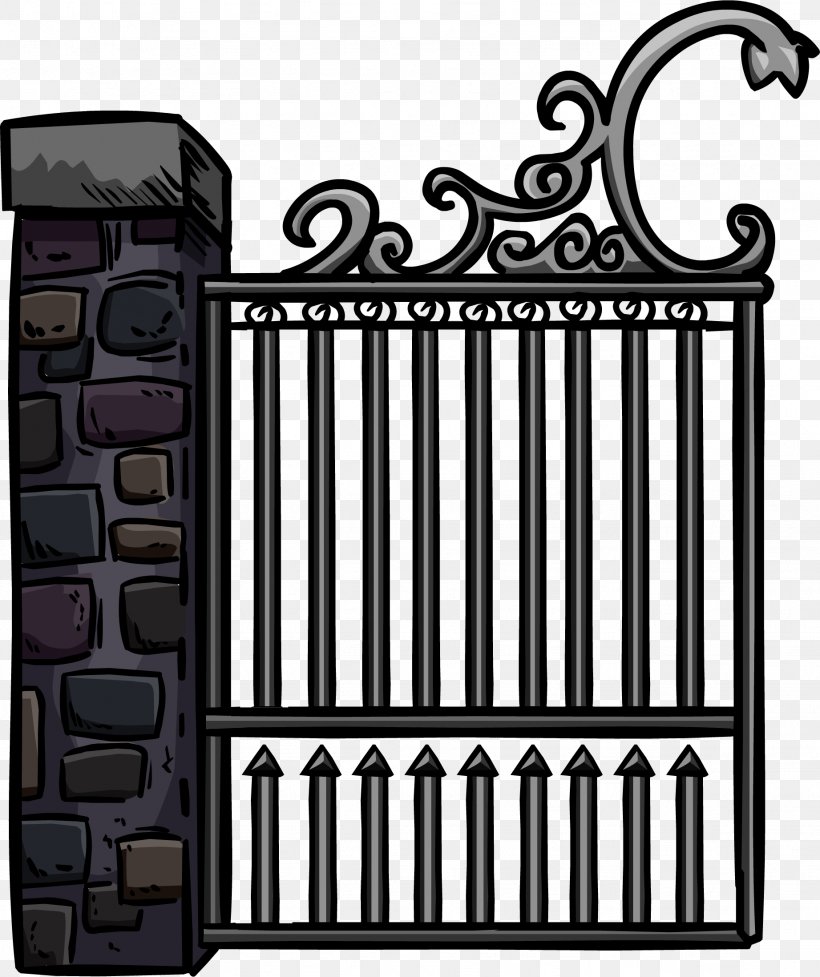 Gate Club Penguin Fence Wrought Iron, PNG, 1843x2197px, Gate, Black And White, Club Penguin, Fence, Furniture Download Free