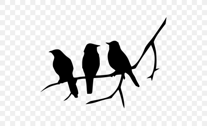 Bird Silhouette Royalty-free, PNG, 500x500px, Bird, Beak, Black And White, Branch, Drawing Download Free
