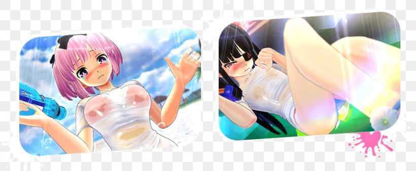 Senran Kagura: Peach Beach Splash Senran Kagura: Skirting Shadows Senran Kagura: Estival Versus PlayStation 4 PlayStation VR, PNG, 1014x419px, Watercolor, Cartoon, Flower, Frame, Heart Download Free