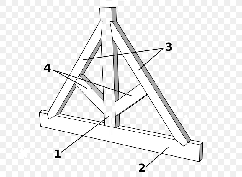 Timber Roof Truss King Post, PNG, 687x600px, Timber Roof Truss, Architectural Engineering, Area, Beam, Black And White Download Free
