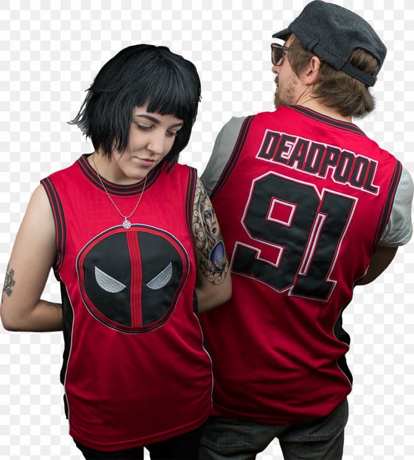 Jersey Deadpool T-shirt Hoodie Sleeve, PNG, 902x1000px, Jersey, Baseball Uniform, Basketball Uniform, Clothing, Deadpool Download Free