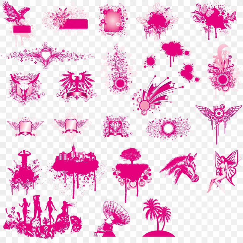 Arabesque, PNG, 2000x2000px, Silhouette, Cdr, Element, Magenta, Pink Download Free
