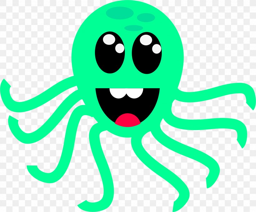 Octopus Green Smiley Line Clip Art, PNG, 1954x1617px, Octopus, Green, Happiness, Invertebrate, Organism Download Free