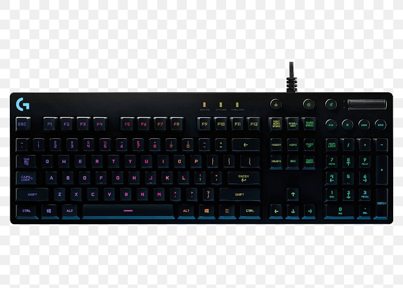 Computer Keyboard Logitech G810 Orion Spectrum Gaming Keypad USB Video Game, PNG, 786x587px, Computer Keyboard, Computer, Computer Component, Computer Hardware, Electrical Switches Download Free