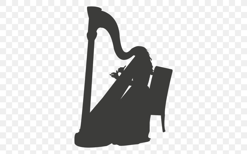 Silhouette Harp Musician Musical Instruments, PNG, 512x512px, Watercolor, Cartoon, Flower, Frame, Heart Download Free