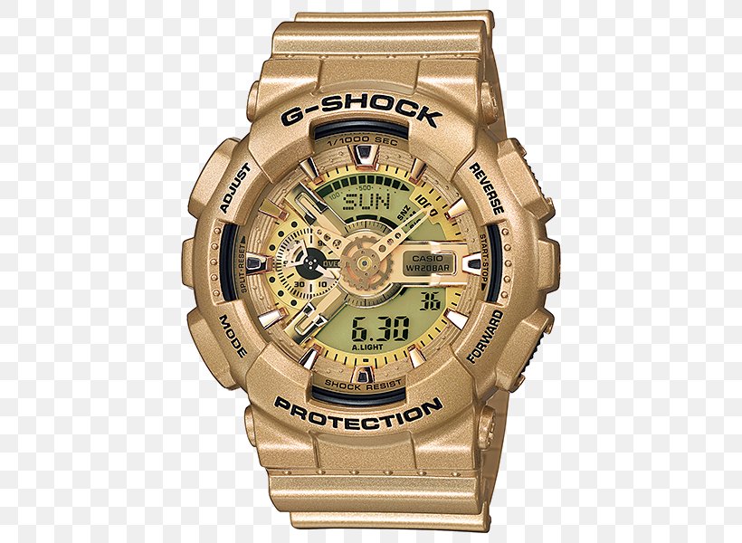 G-Shock GA-110 Shock-resistant Watch Gold, PNG, 500x600px, Gshock, Brand, Casio, Colored Gold, Gold Download Free
