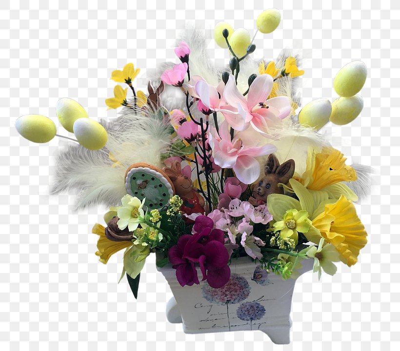 Easter Bunny Clip Art Image Flower Bouquet, PNG, 780x720px, Easter, Artificial Flower, Cut Flowers, Easter Bunny, Floral Design Download Free