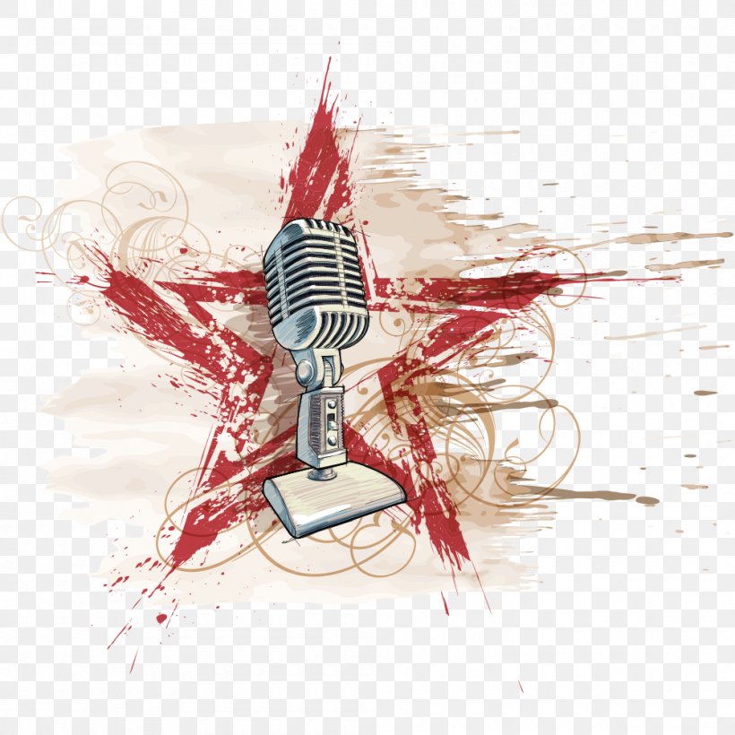 Microphone Watercolor Painting Euclidean Vector, PNG, 1000x1000px, Watercolor, Cartoon, Flower, Frame, Heart Download Free