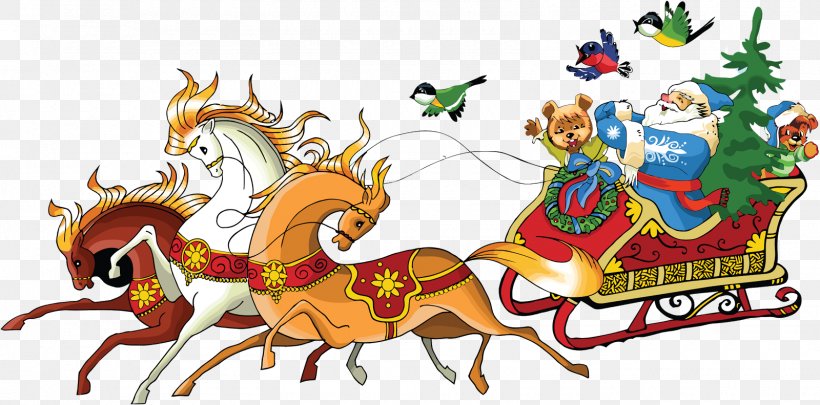 Santa Claus Horse Reindeer Christmas, PNG, 1600x791px, Santa Claus, Art, Chariot, Christmas, Christmas Elf Download Free