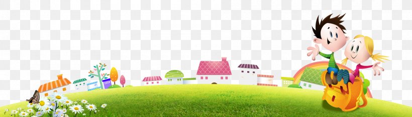 Cartoon Illustration, PNG, 1900x544px, Cartoon, Computer, Flower, Grass, Happiness Download Free