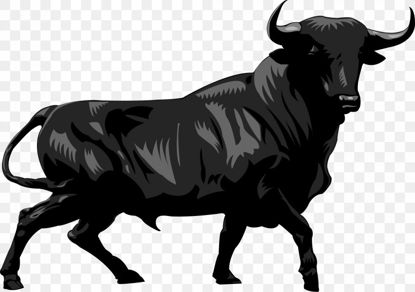 Charging Bull Wall Street Illustration, PNG, 2009x1413px, Cattle, Black And White, Bull, Cattle Like Mammal, Cow Goat Family Download Free