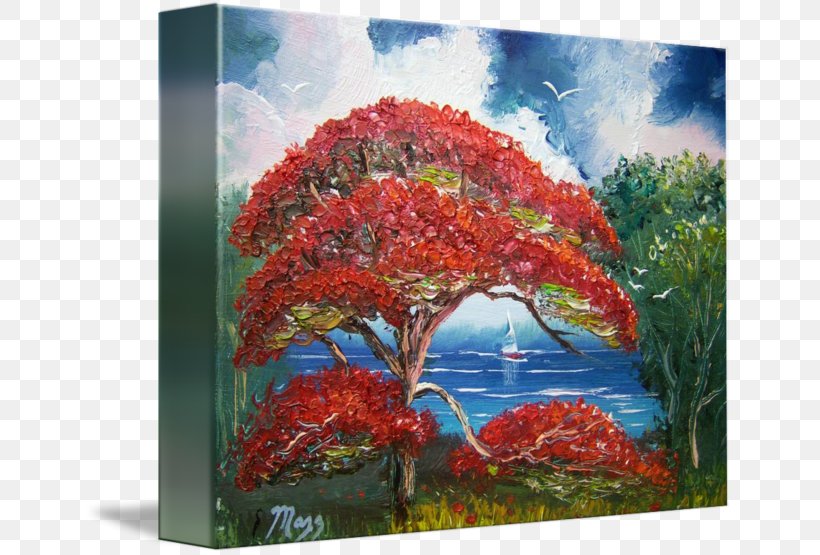 Royal Poinciana Artist Tree Oil Painting Reproduction, PNG, 650x555px, Royal Poinciana, Acrylic Paint, Art, Artist, Artwork Download Free