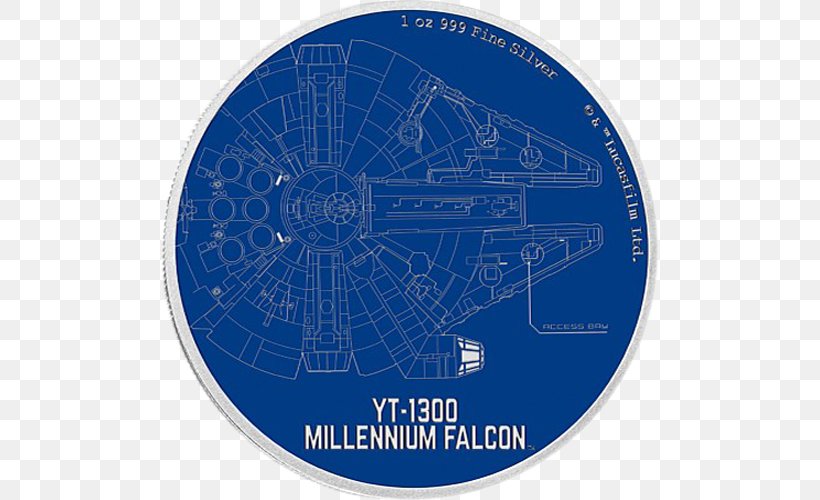 Millennium Falcon Silver Coin Silver Coin Star Wars, PNG, 500x500px, Millennium Falcon, Coin, Empire Strikes Back, Gold, Luke Skywalker Download Free