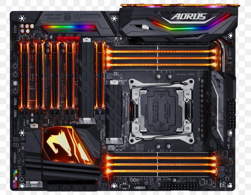 Intel X299 TOP Gaming Motherboard X299 AORUS Gaming 9 LGA 2066, PNG, 1200x933px, Intel X299, Central Processing Unit, Computer Accessory, Computer Case, Computer Component Download Free