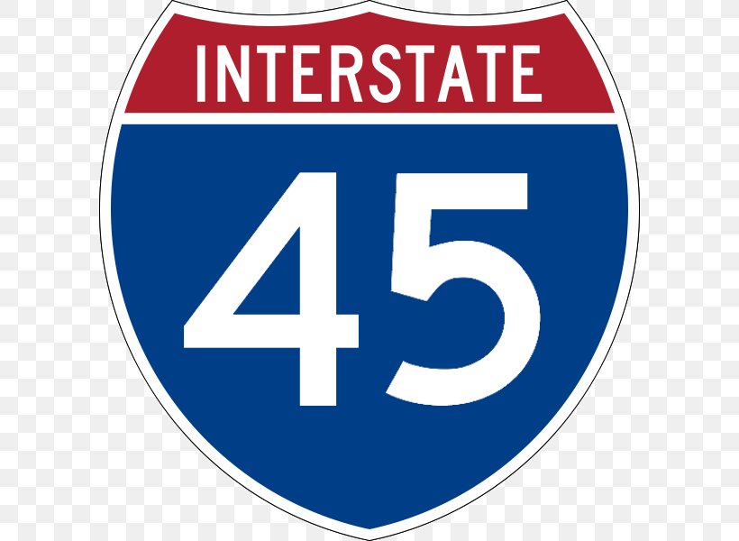 Interstate 45 Interstate 70 Interstate 95 Interstate 10 Interstate 81, PNG, 600x600px, Interstate 45, Area, Blue, Brand, Highway Download Free