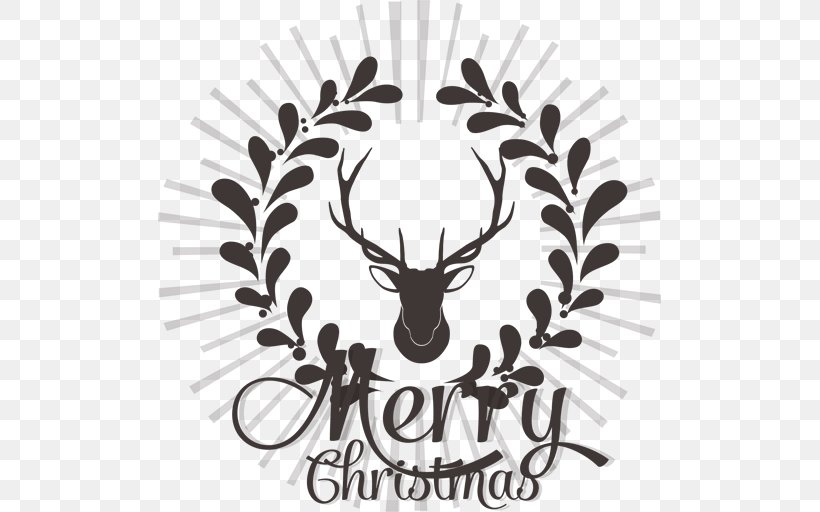 Greeting & Note Cards Christmas New Year's Day, PNG, 512x512px, Greeting Note Cards, Antler, Black And White, Brand, Christmas Download Free