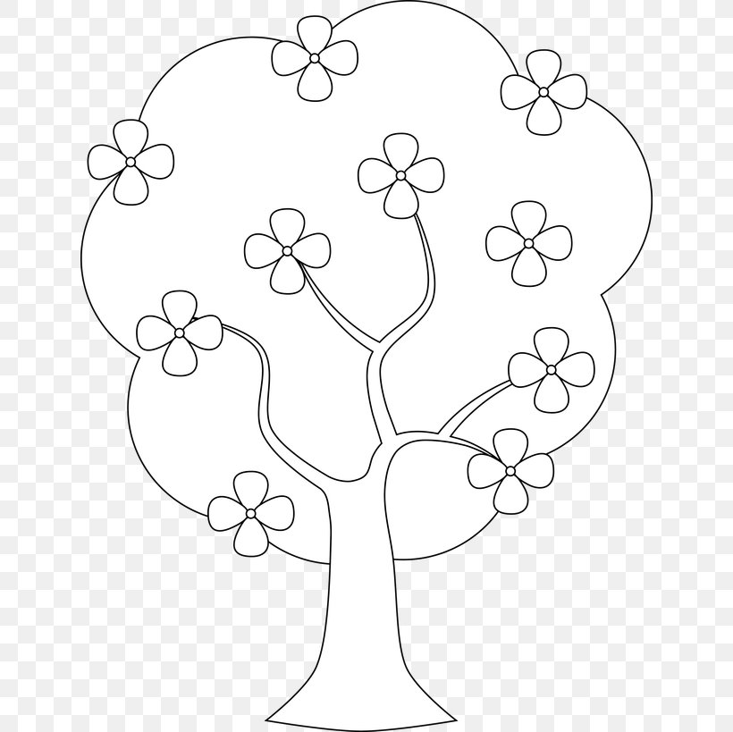 Floral Design Coloring Book Tree Branch Leaf, PNG, 640x819px, Floral Design, Area, Art, Behavior, Black Download Free