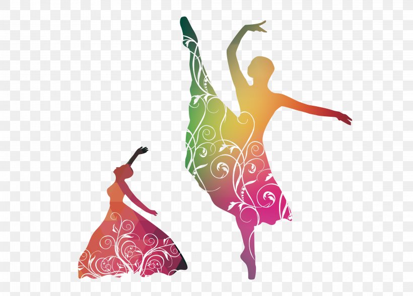 Dance Silhouette Ballet, PNG, 4593x3299px, Watercolor, Cartoon, Flower, Frame, Heart Download Free