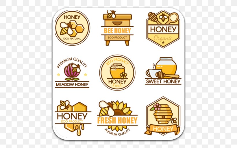 Vector Graphics Logo Bee Honey Design, PNG, 512x512px, Logo, Bee, Beehive, Candy, Crest Download Free