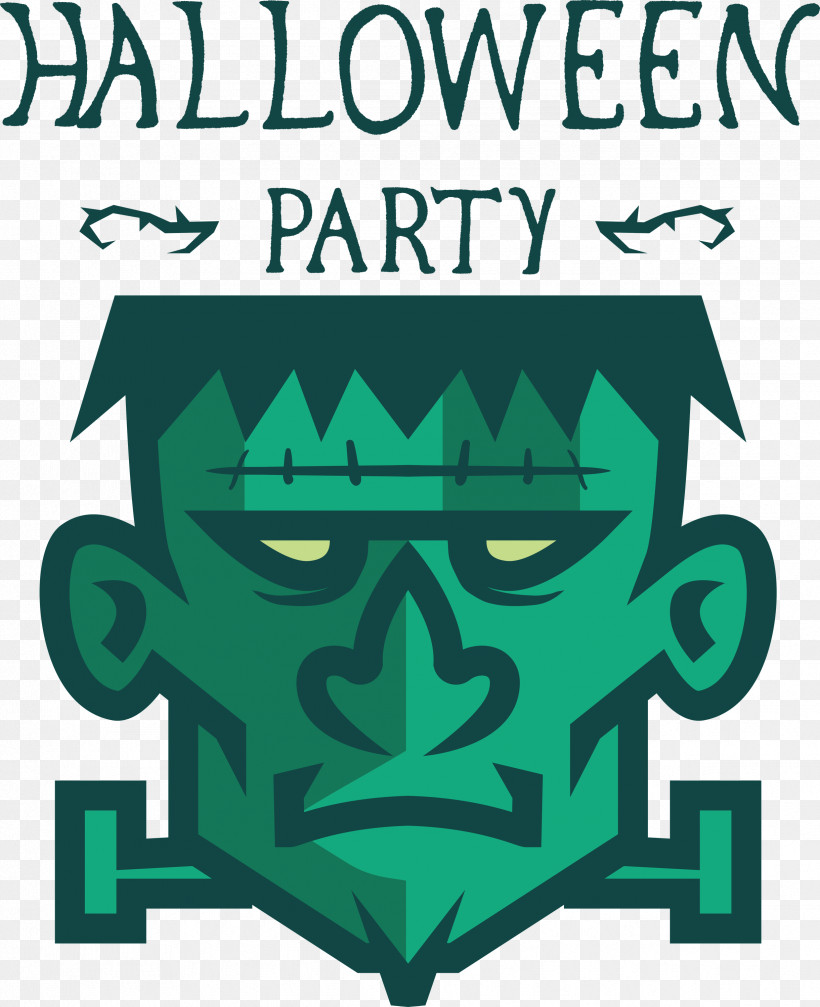 Halloween Party, PNG, 2441x3000px, Halloween Party, Geometry, Green, Line, Logo Download Free