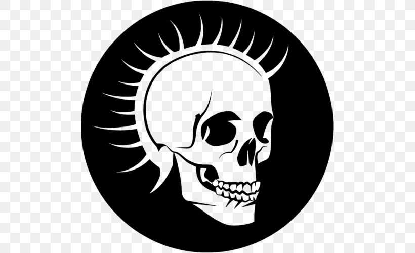 Skull Punk Rock, PNG, 500x500px, Skull, Animation, Black, Black And White, Bone Download Free