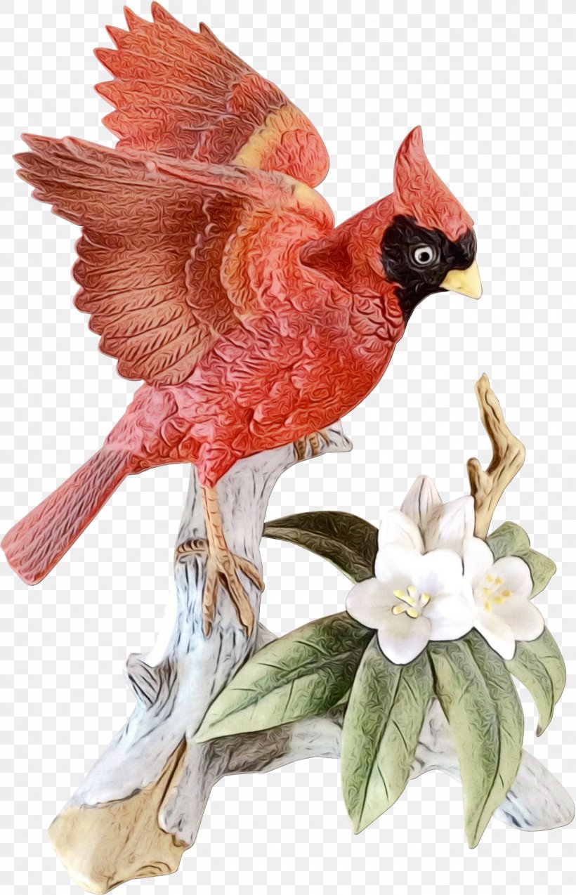 Bird Northern Cardinal Cardinal Figurine Beak, PNG, 1290x2005px, Watercolor, Animal Figure, Beak, Bird, Cardinal Download Free