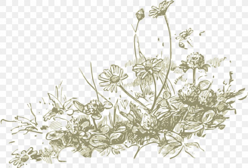 Wildflower Clip Art, PNG, 2400x1627px, Wildflower, Black And White, Branch, Drawing, Flora Download Free