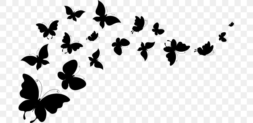 Butterfly Royalty-free, PNG, 700x400px, Butterfly, Black, Black And White, Branch, Flora Download Free