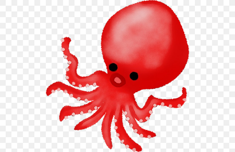 Octopus Giant Pacific Octopus Octopus Red, PNG, 500x532px, Watercolor, Giant Pacific Octopus, Octopus, Paint, Red Download Free