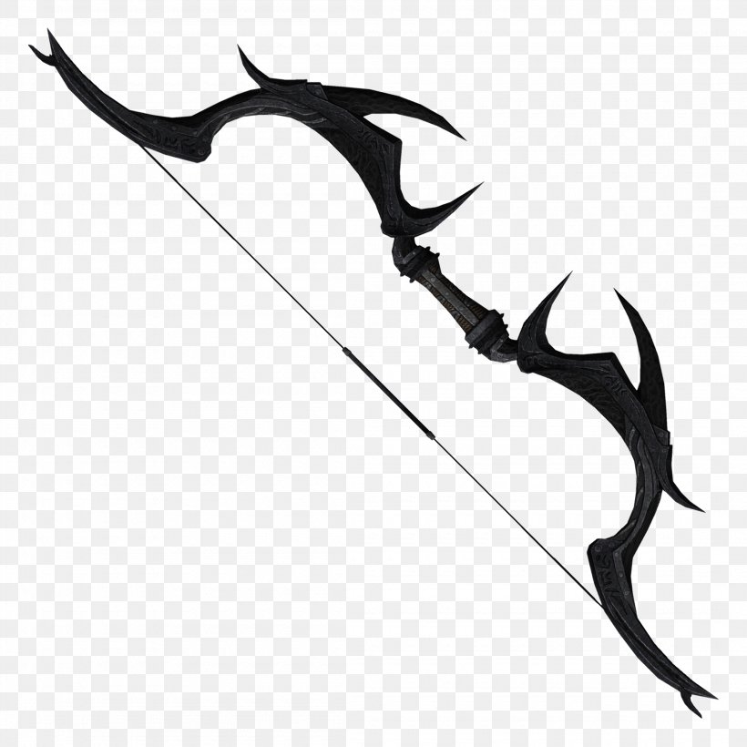 The Elder Scrolls V: Skyrim Bow And Arrow Weapon, PNG, 2200x2200px, Elder Scrolls V Skyrim, Antler, Black And White, Bow, Bow And Arrow Download Free