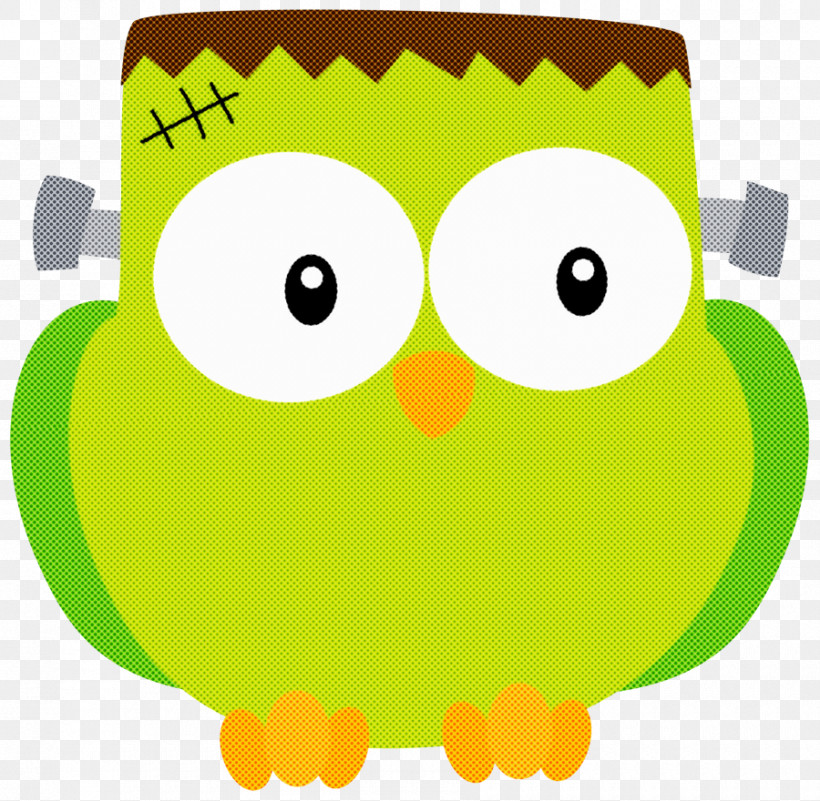 Green Cartoon Yellow Owl Bird, PNG, 900x880px, Green, Bird, Bird Of Prey, Cartoon, Owl Download Free
