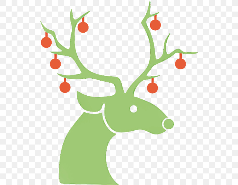 Reindeer, PNG, 543x640px, Deer, Branch, Green, Leaf, Plant Download Free